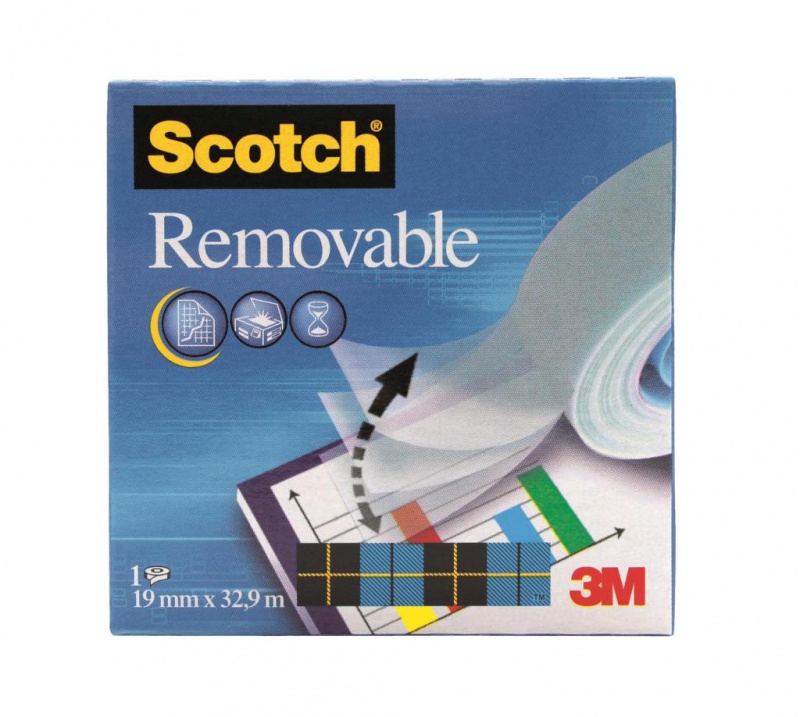 Taśma biurowa, do repozycjonowania SCOTCH® Removable (811), matowa, 19mm, 32,9m