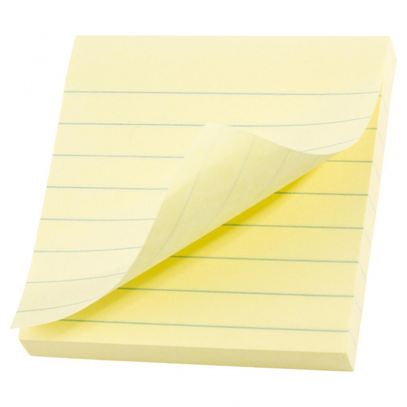 Bloczek samoprzylepny POST-IT® w linie (675-YL), 100x100mm, 1x300 kart., żółty