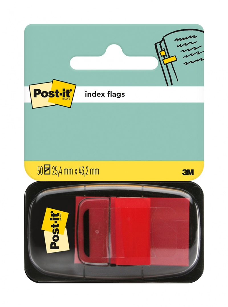 Zakładki indeksujące POST-IT® (680-1), PP, 25x43mm, 50 kart., czerwone