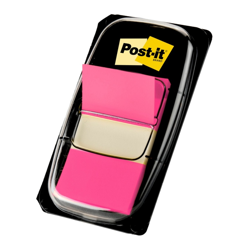 Zakładki indeksujące POST-IT® (680-21), PP, 25x43mm, 50 kart.,  jaskraworóżowe