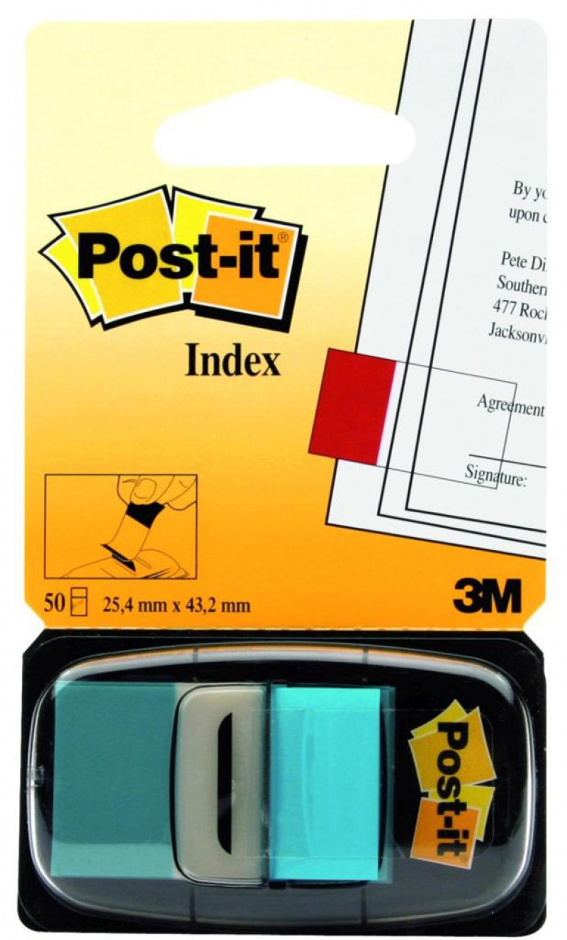 Zakładki indeksujące POST-IT® (680-23), PP, 25x43mm, 50 kart.,  jaskrawoniebieskie
