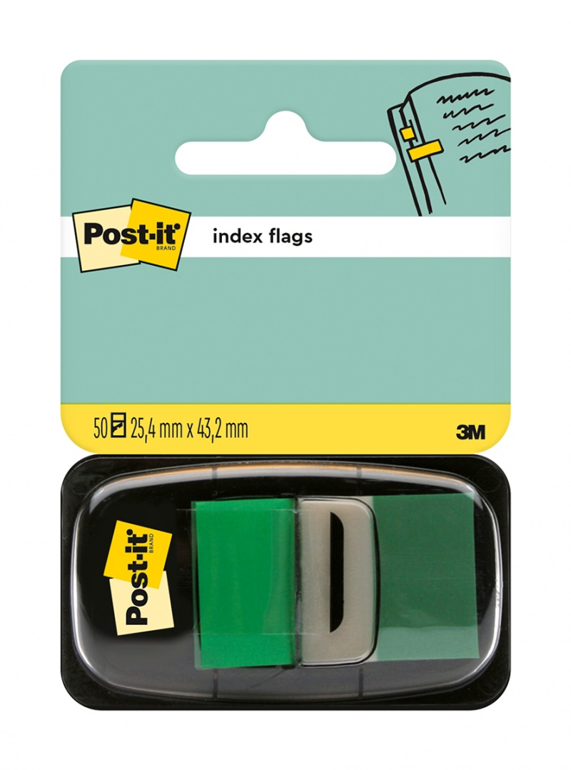 Zakładki indeksujące POST-IT® (680-3), PP, 25x43mm, 50 kart., zielone
