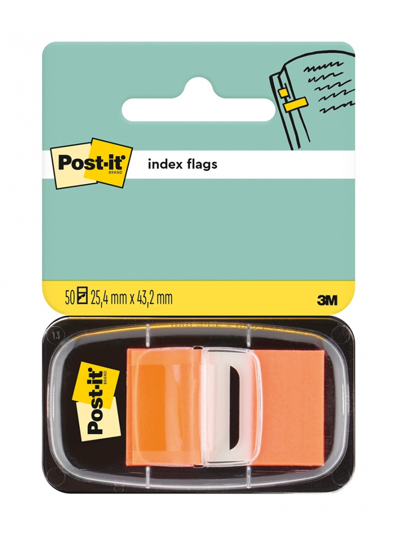 Zakładki indeksujące POST-IT® (680-4), PP, 25x43mm, 50 kart., pomarańczowe