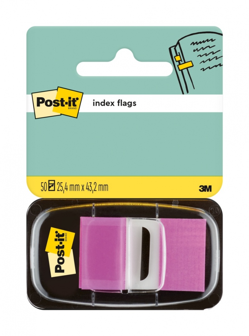 Zakładki indeksujące POST-IT® (680-8), PP, 25x43mm, 50 kart., purpurowe