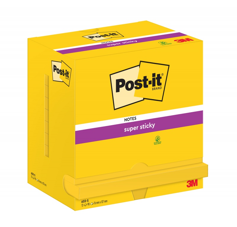 Bloczki 3M POST-IT 76x127mm żółte 12x90k Super Sticky 70005197903