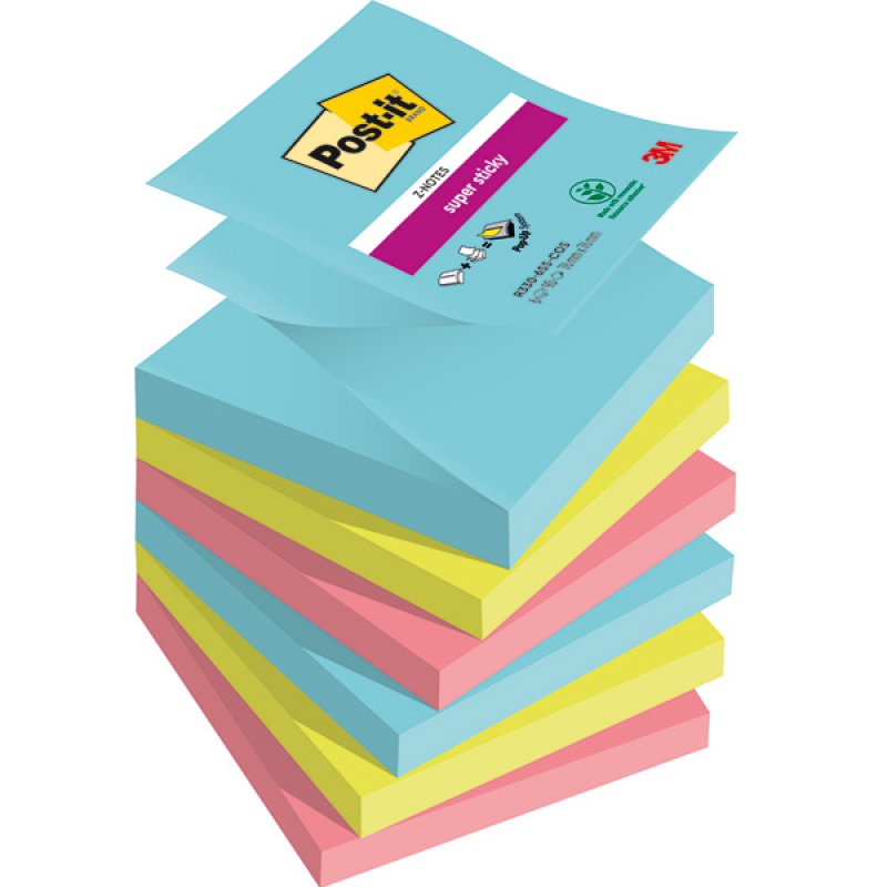 Bloczki 3M POST-IT Z-Notes 76x76mm MIAMI 6x90k Super Sticky 70005291649