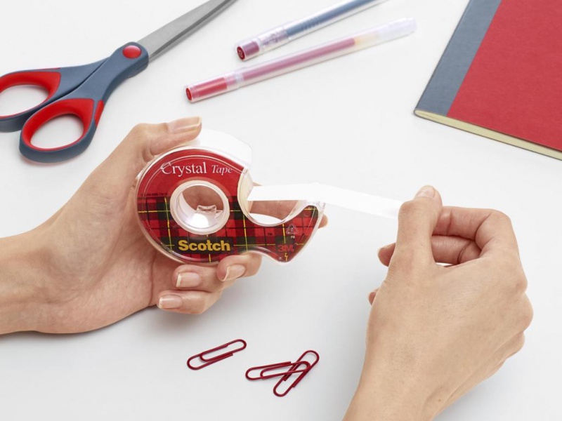 Taśma biurowa SCOTCH® Crystal Clear (6-1975), transparentna, 19mm, 7,5m; dyspenser