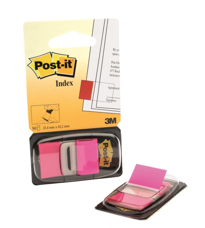 Zakładki indeksujące POST-IT® (680-BP2EU), PP, 25x43mm, 2x50 kart., jaskraworóżowe