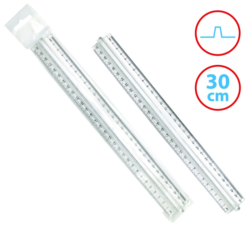 Linijka z uchwytem DONAU, 30cm, zawieszka, transparentna