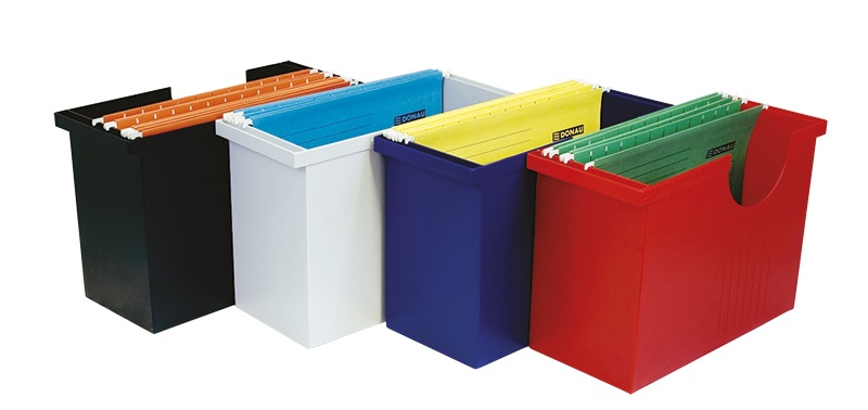 Mini archiwum DONAU z 5 teczkami, plastikowe, granatowe