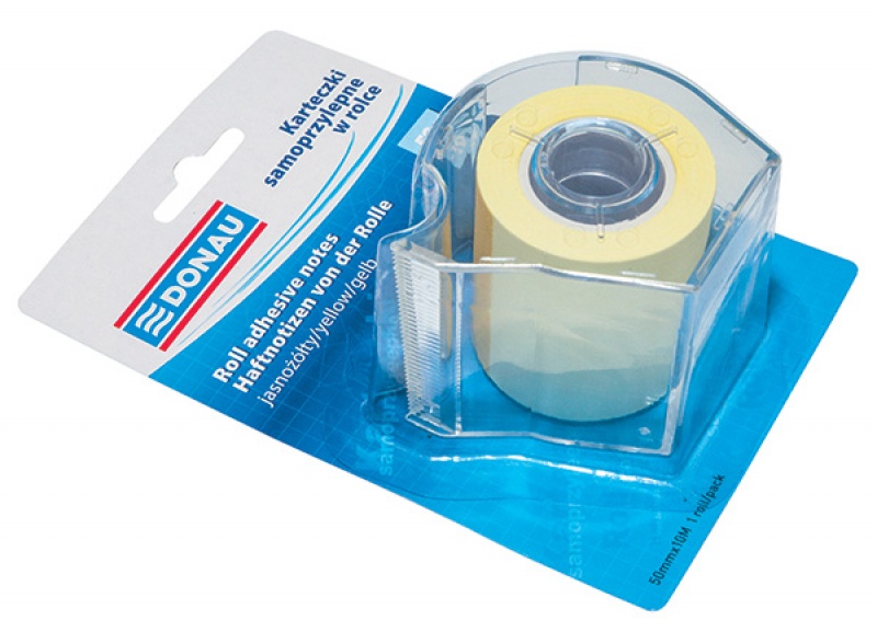 Karteczki samoprzylepne w rolce DONAU, 50mmx10m, jasnożółty