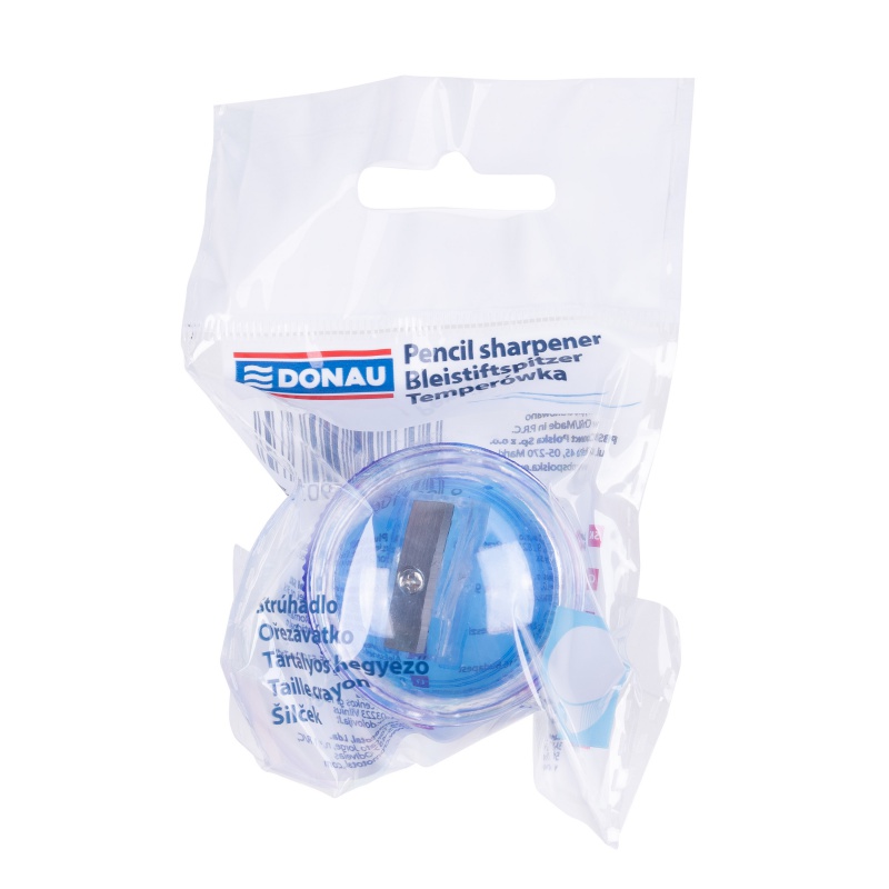 Temperówka DONAU, plastikowa, pojedyncza, mała okrągła, mix kolorów