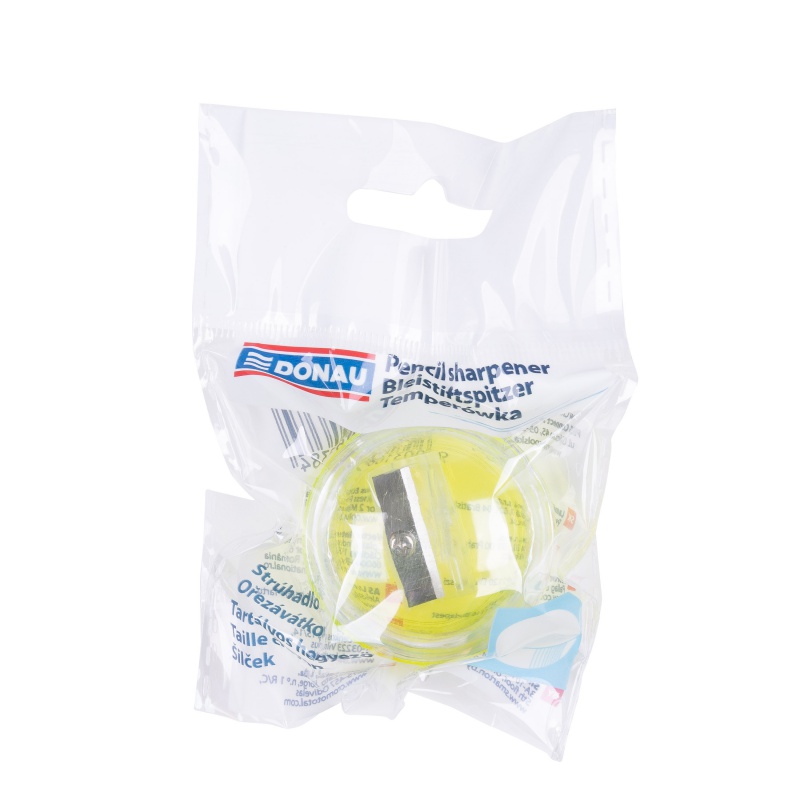 Temperówka DONAU, plastikowa, pojedyncza, mała okrągła, mix kolorów