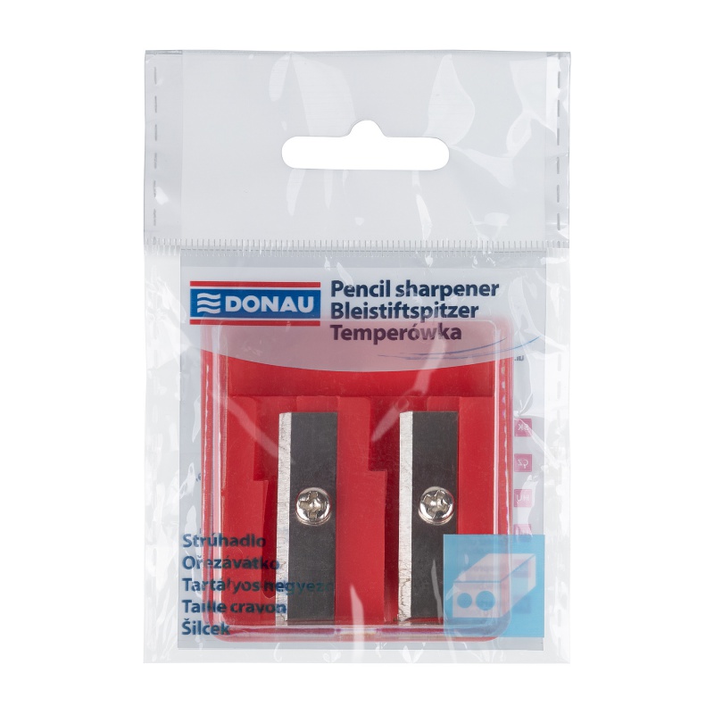 Temperówka DONAU, plastikowa, podwójna, mix kolorów