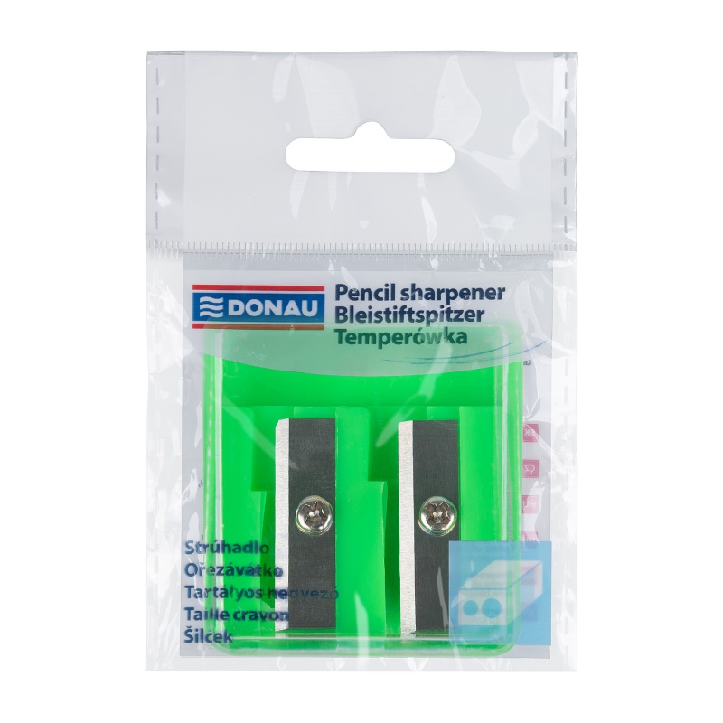 Temperówka DONAU, plastikowa, podwójna, mix kolorów