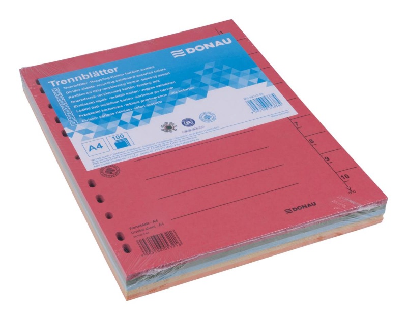 Przekładka DONAU, karton, A4, 235x300mm, 1-10, 1 karta, mix kolorów