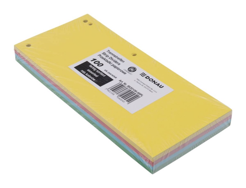 Przekładki DONAU, karton, 1/3 A4, 235x105mm, 100szt., mix kolorów