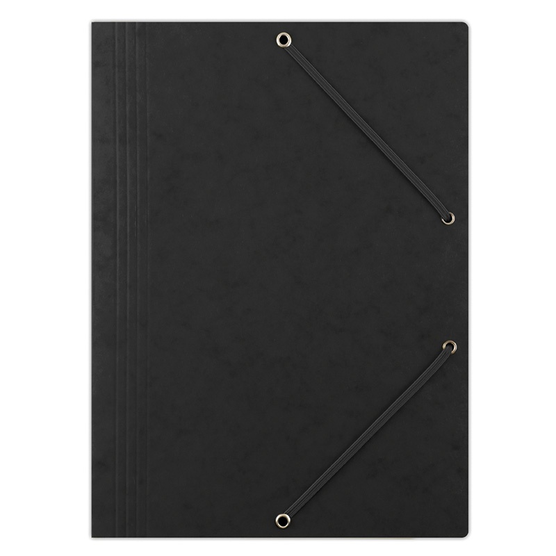 Teczka z gumką DONAU, preszpan, A4, 390gsm, 3-skrz., czarna