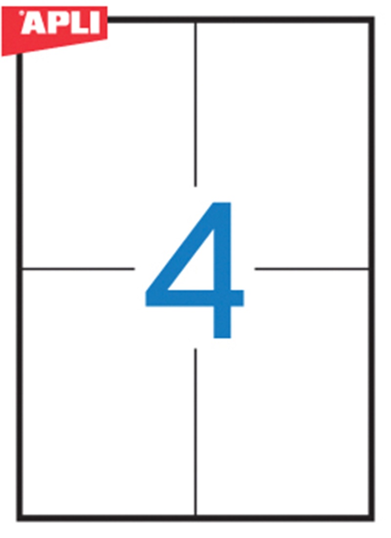 Etykiety uniwersalne APLI, 105x148mm, prostokątne, białe 100 ark.