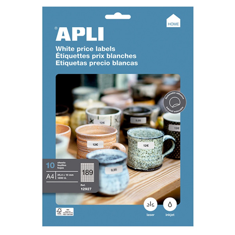 Etykiety uniwersalne APLI, 105x70mm, prostokątne, białe 100 ark.