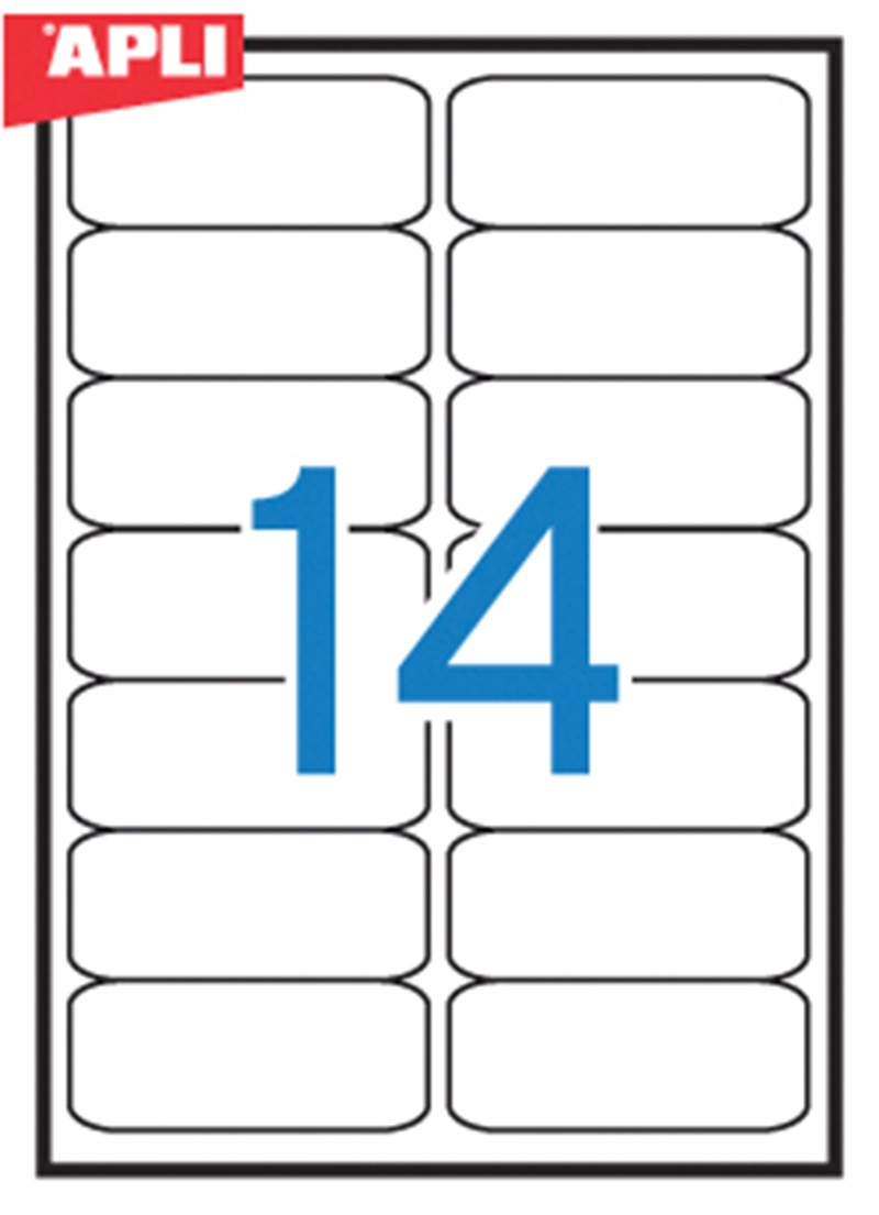 Etykiety uniwersalne APLI, 99,1x38,1mm, zaokrąglone, białe 100 ark.