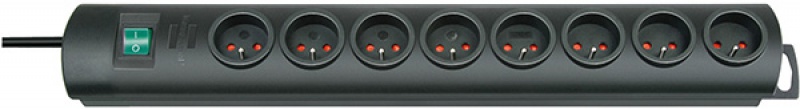 Listwa zasilająca BRENNENSTUHL PRIMERA-LINE, 8 gniazd, 2m, z wył., czarna