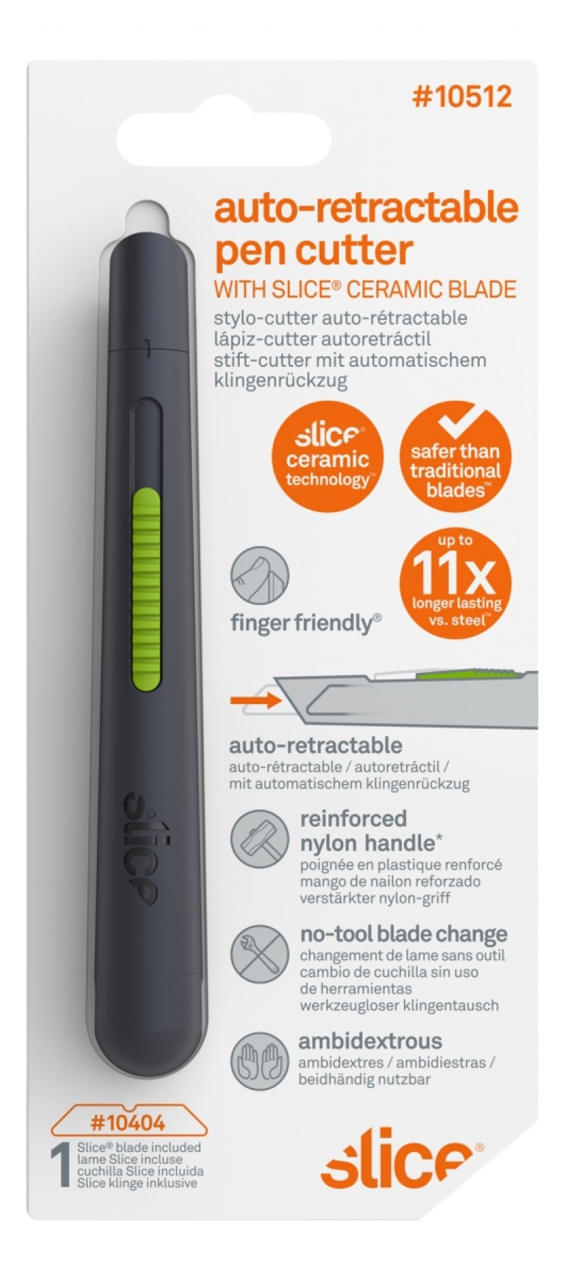Nóż bezpieczny SLICE 10512, blister, czarno-zielony