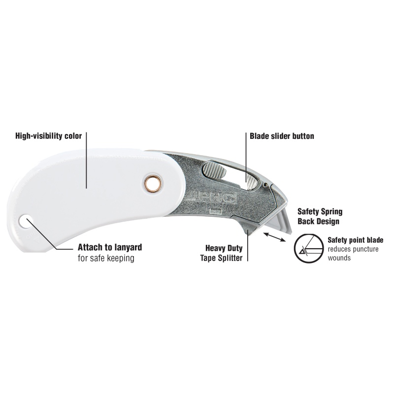 Nóż bezpieczny, składany PSC2, biały