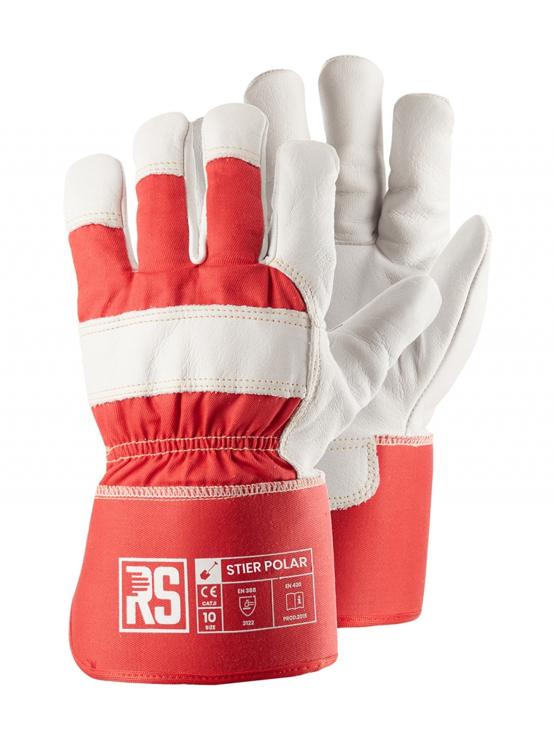 Rękawice ocieplane RS Stier Polar, typu doker, rozm. 9, czerwono-białe