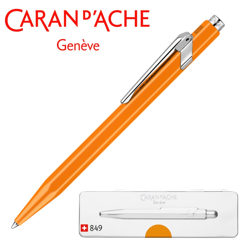 Długopis CARAN D'ACHE 849 Pop Line Fluo, M, w pudełku, pomarańczowy