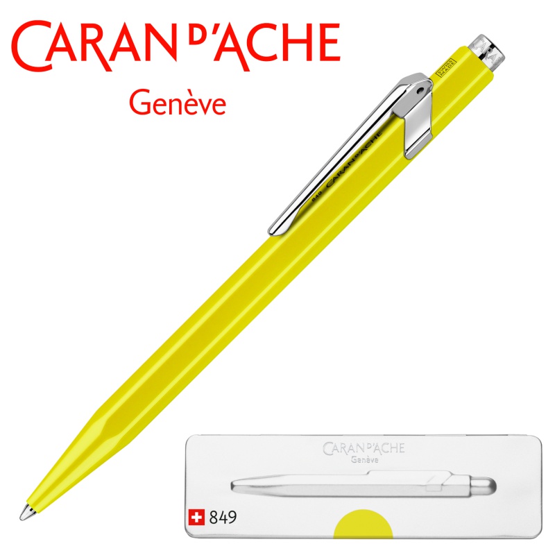 Długopis CARAN D'ACHE 849 Pop Line Fluo, M, w pudełku, żółty