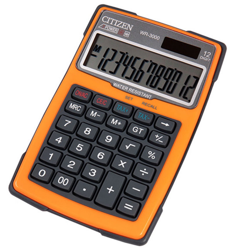 Kalkulator wodoodporny CITIZEN WR-3000, 152x105mm, czarny