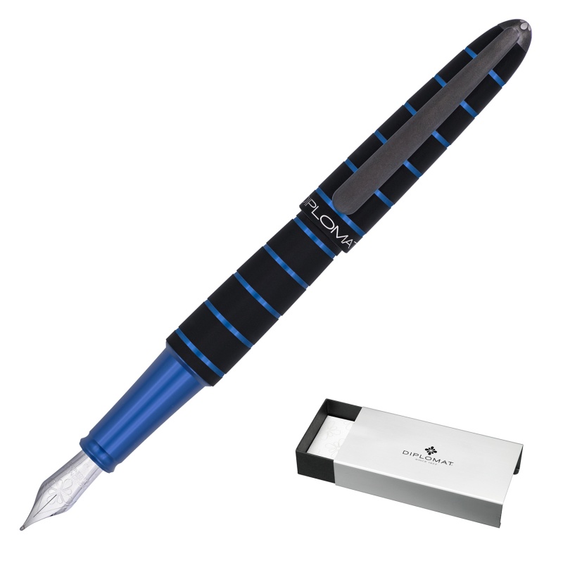 Pióro wieczne DIPLOMAT Elox Ring, F, czarne/niebieskie