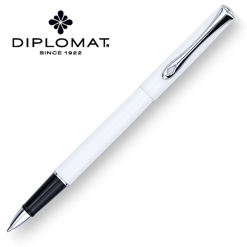 Pióro kulkowe DIPLOMAT Traveller, M, białe/chromowane