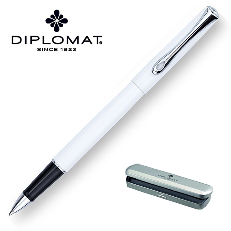 Pióro kulkowe DIPLOMAT Traveller, M, białe/chromowane