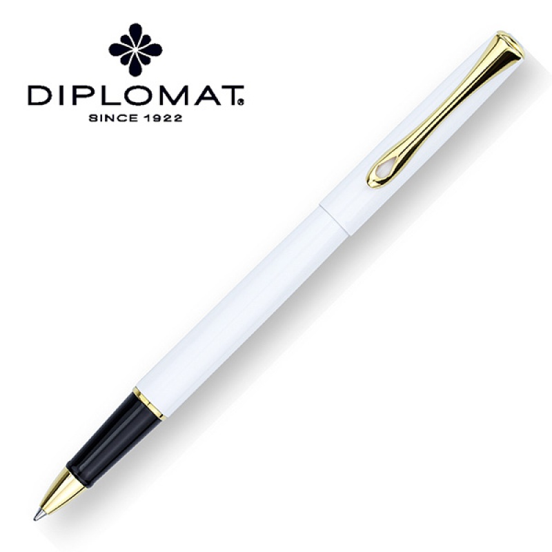 Pióro kulkowe DIPLOMAT Traveller, M, białe/złote