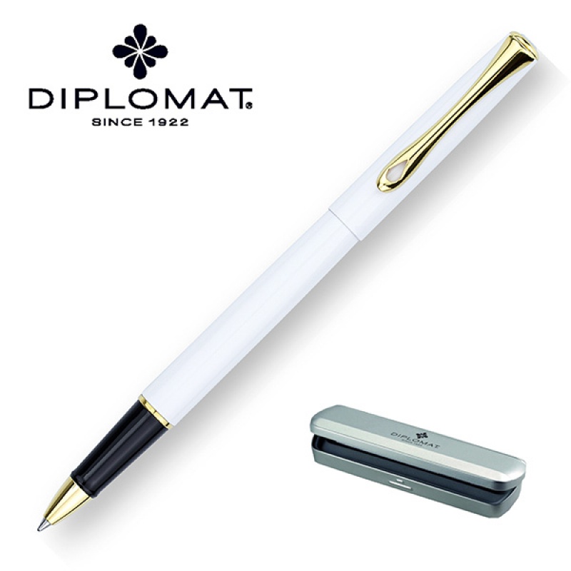 Pióro kulkowe DIPLOMAT Traveller, M, białe/złote