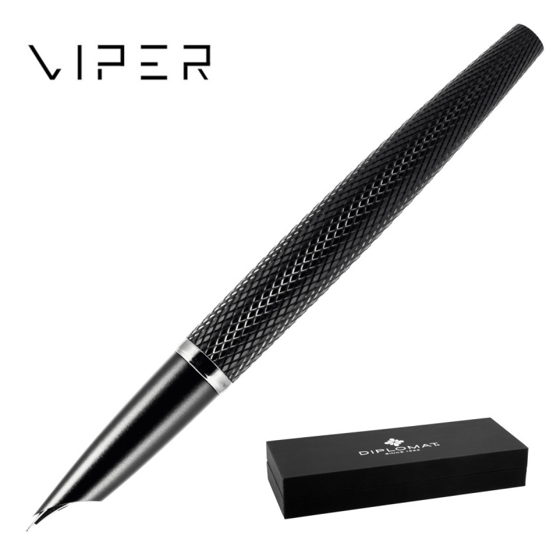 Pióro wieczne DIPLOMAT Viper, guilloche, F, czarne