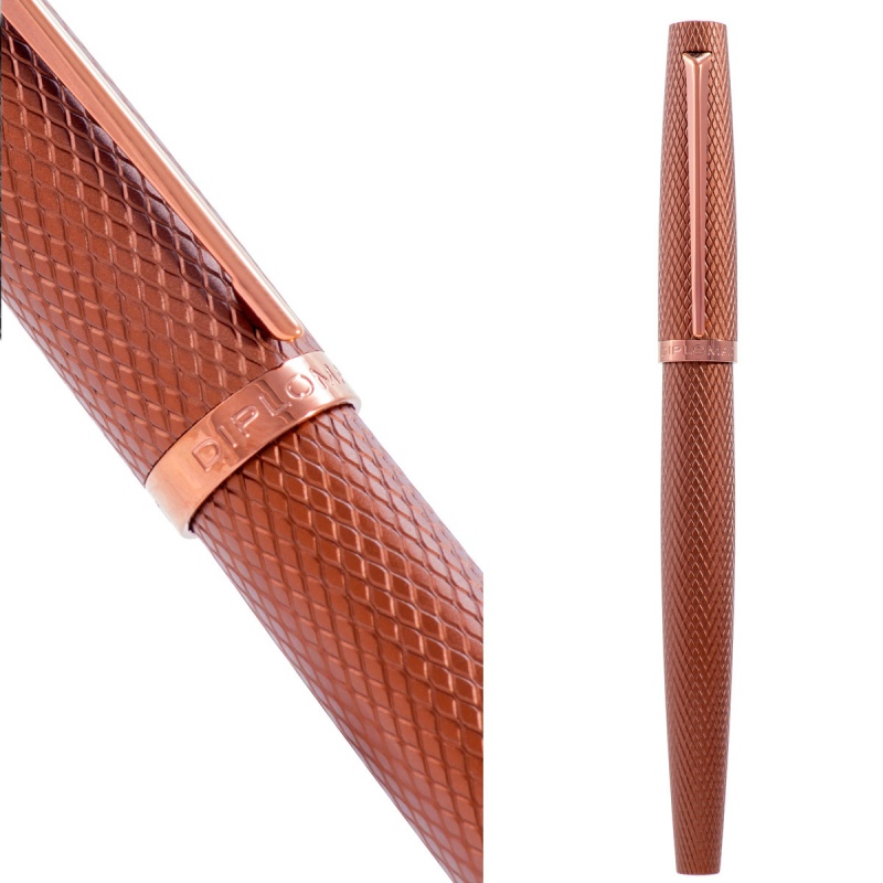 Pióro wieczne DIPLOMAT Viper, guilloche, F, brązowe