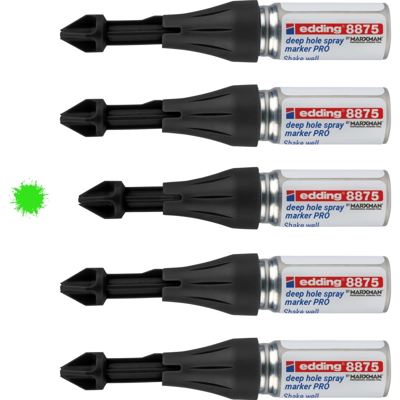 Marker w sprayu e-8875 PRO EDDING, do głębokich otworów, 5 szt., składane pudełko, zielony neon