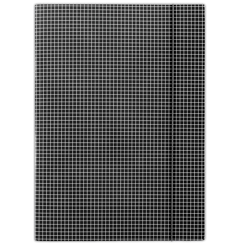 Teczka z gumką DONAU, karton, A4, 400gsm, 3-skrz., czarna w kratę