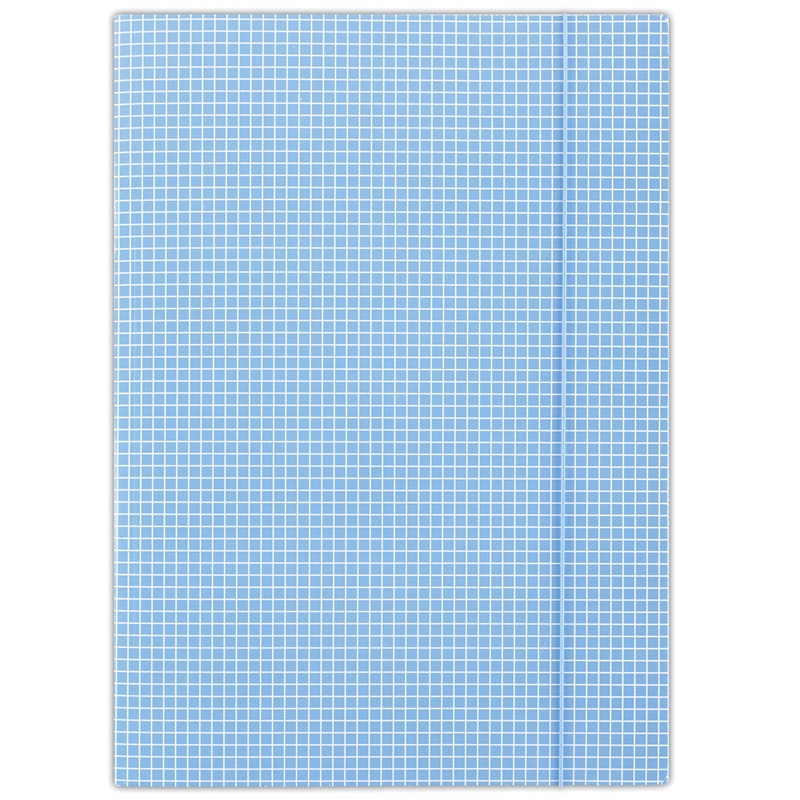 Teczka z gumką DONAU, karton, A4, 400gsm, 3-skrz., niebieska w kratę