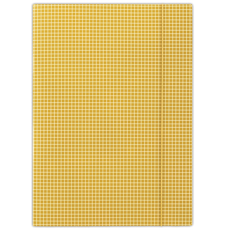 Teczka z gumką DONAU, karton, A4, 400gsm, 3-skrz., pomarańczowa w kratę