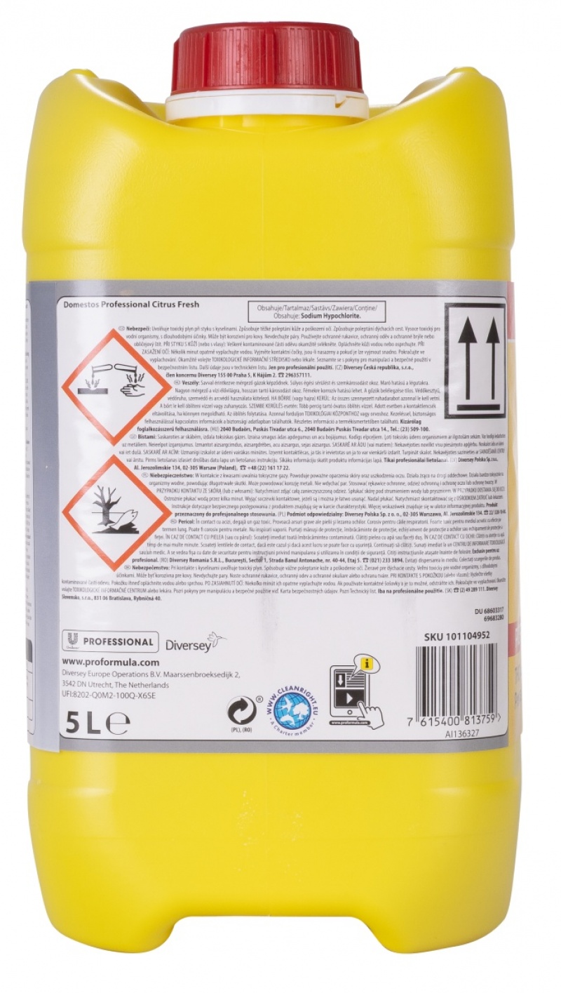 Płyn do czyszczenia toalet DOMESTOS Cytryna, 5l