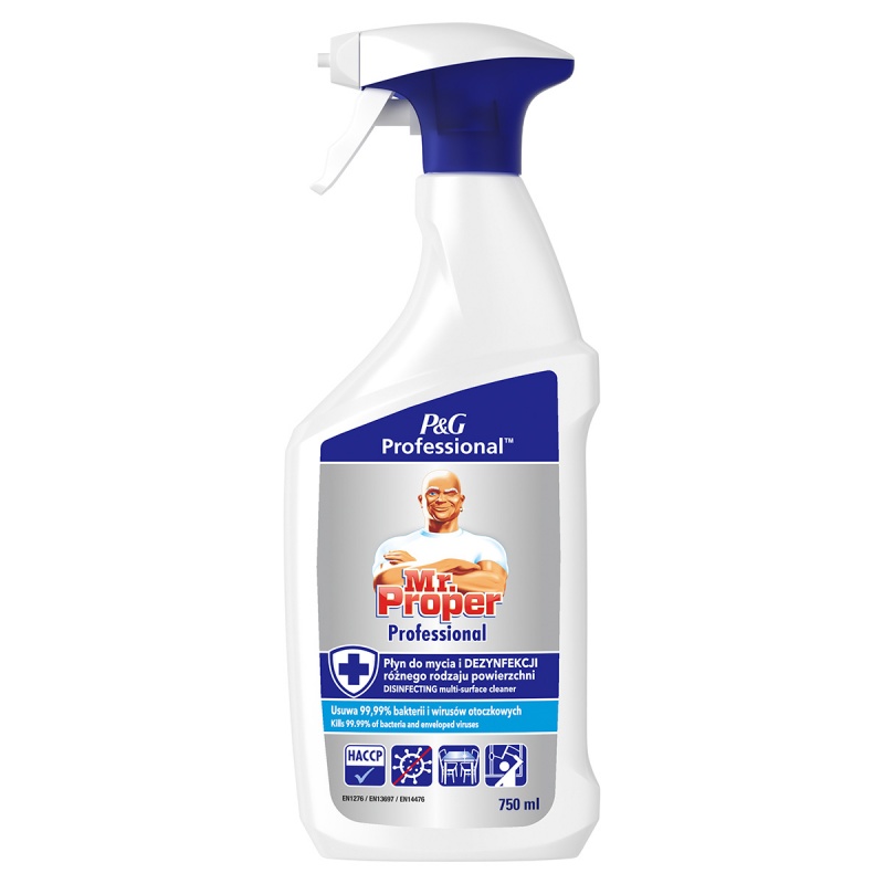 Uniwersalny płyn MR PROPER, 3w1, profesjonalny, do wszystkich powierzchni, z funcją dezynfekcji, 750ml