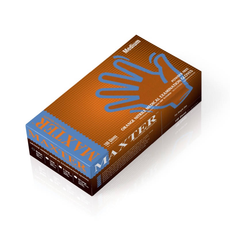 Rękawice nitrylowe bezpudrowe, MAXTER 7.0, 100 szt., rozmiar L, pomarańczowe