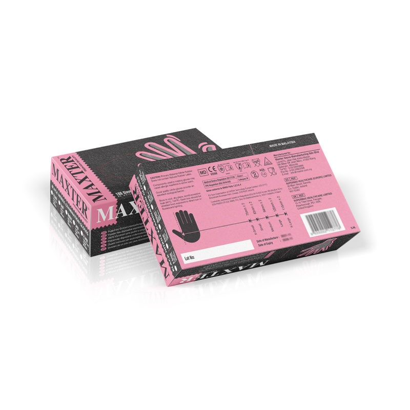 Rękawice nitrylowe bezpudrowe, MAXTER, 100 szt., rozmiar XS, czarne