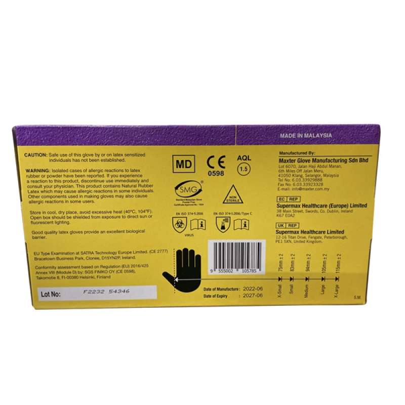 Rękawice lateksowe bezpudrowe MAXTER, 100 szt., M