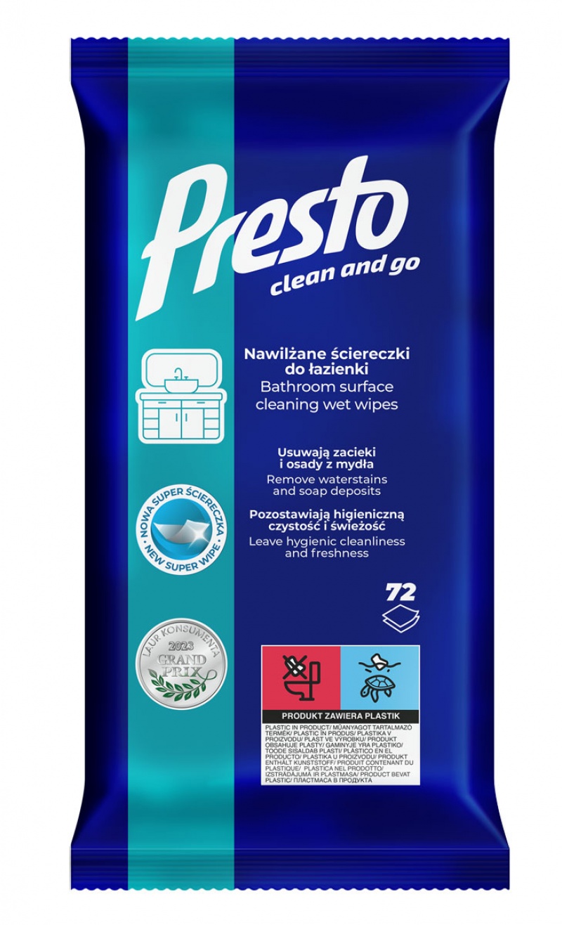 Ściereczki gospodarcze PRESTO, do łazienek. 72szt., białe