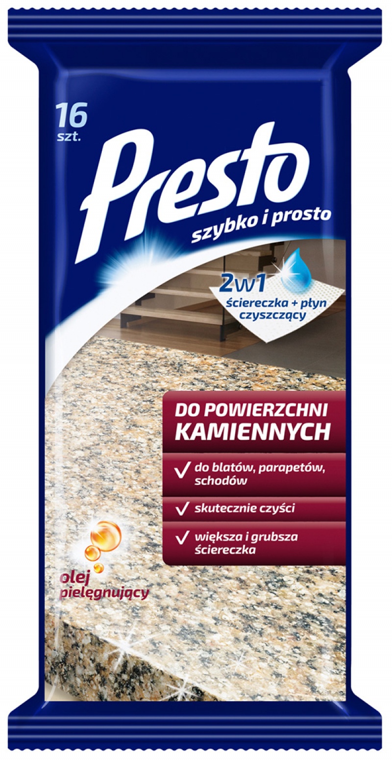 Ściereczki gospodarcze PRESTO, do powierzchni kamiennych, 16szt., białe